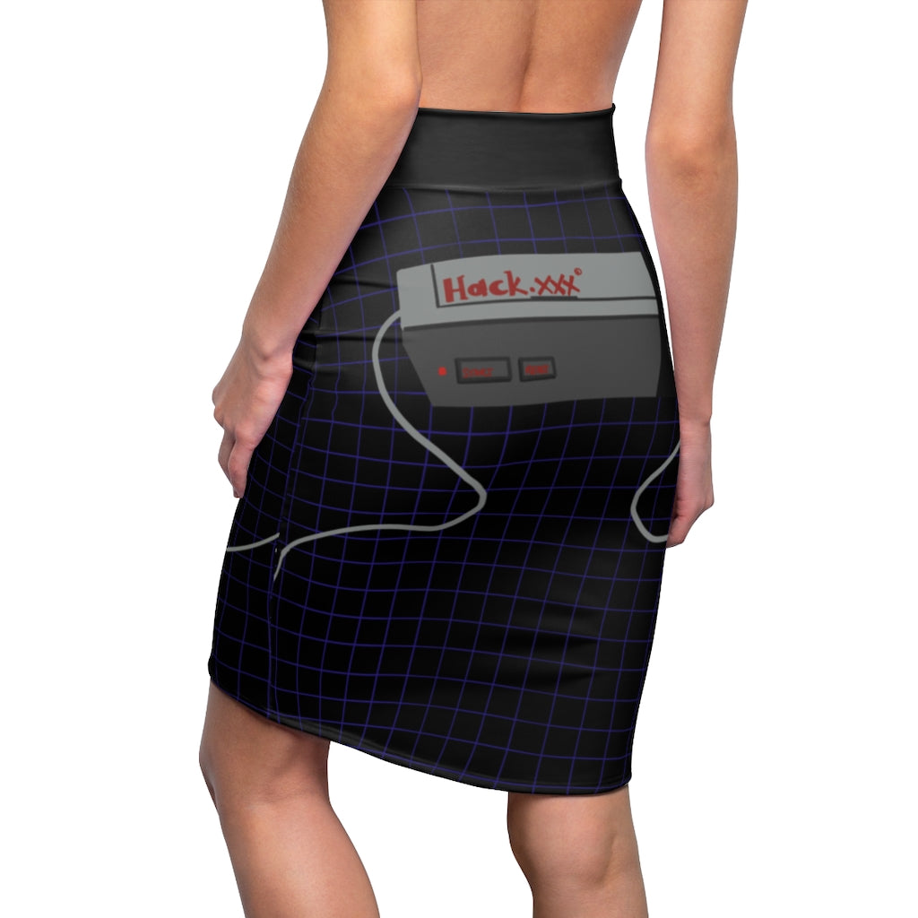 Retro Gaming Pistolero Pencil Skirt