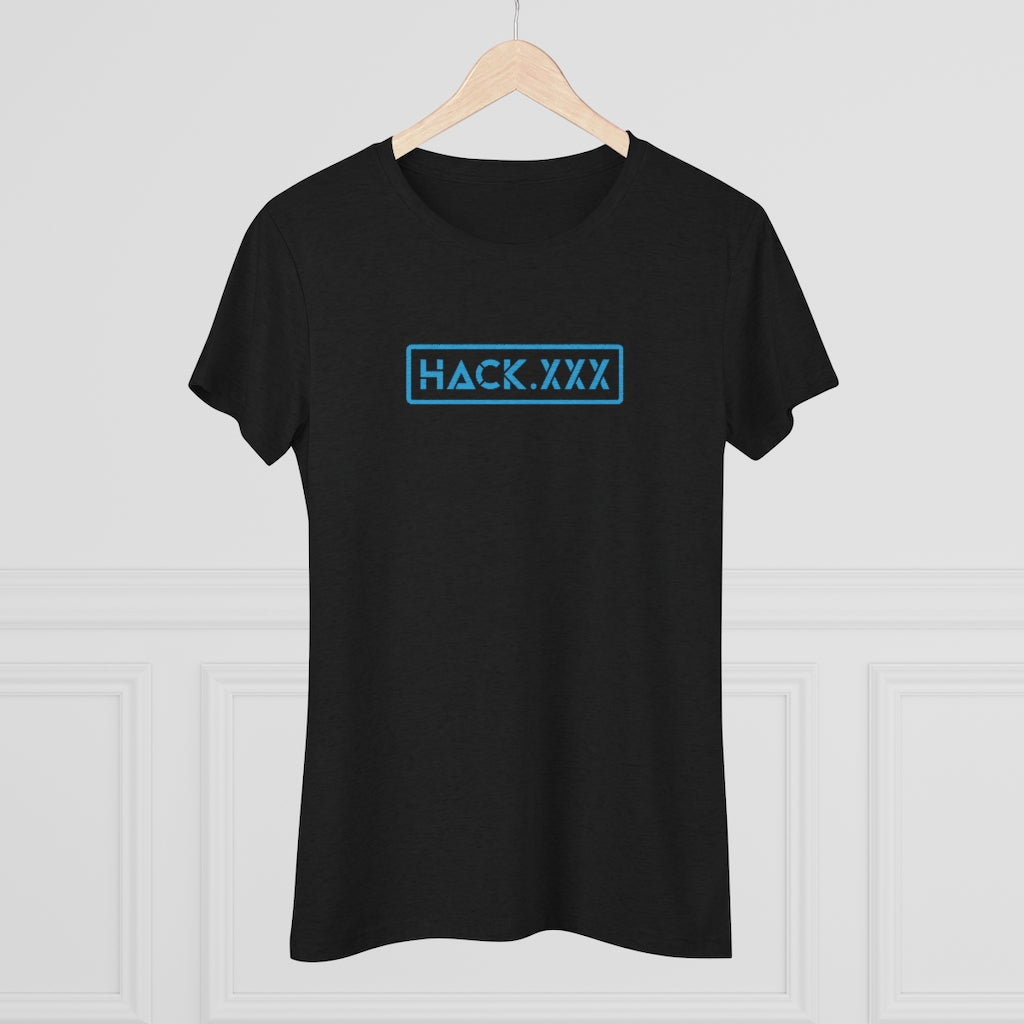 HACK.XXX (Women's Tee, Black+Cyan)