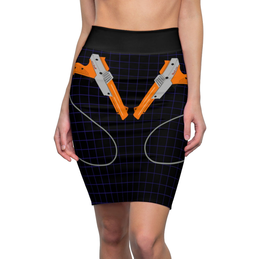 Retro Gaming Pistolero Pencil Skirt