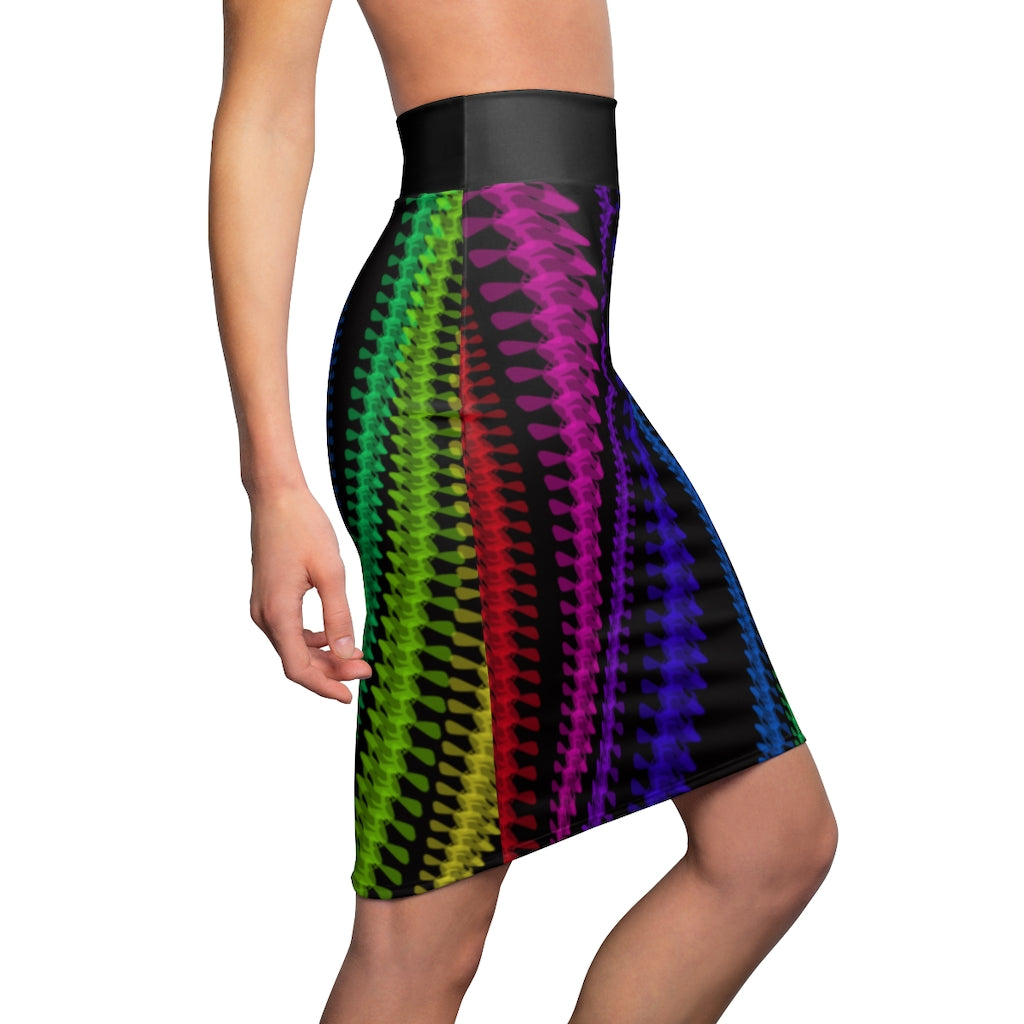 Rainbow spine Pencil Skirt