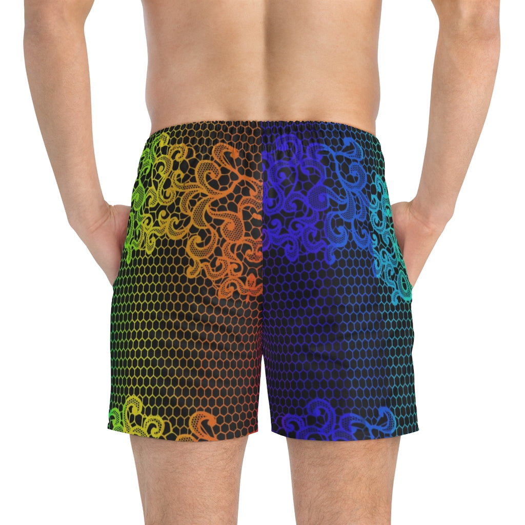 Rainbow lace Swim Trunks
