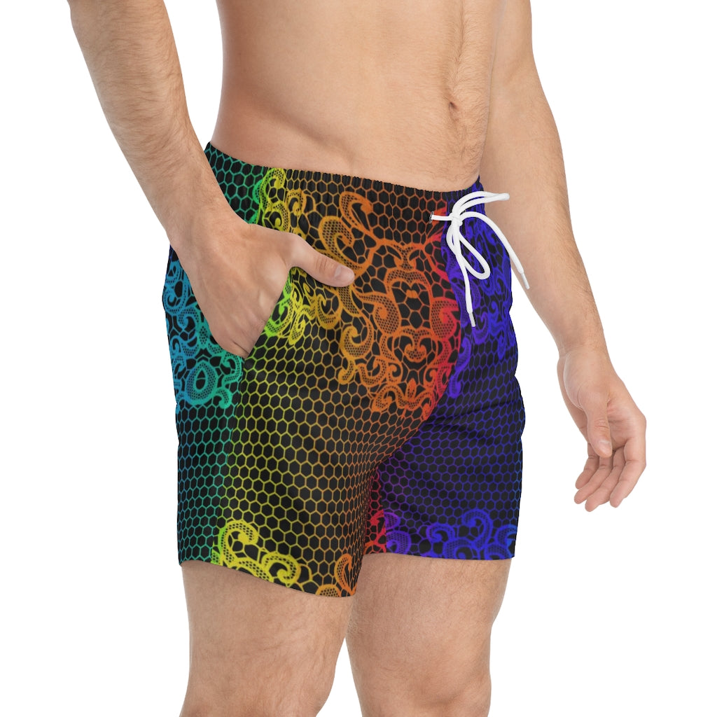 Rainbow lace Swim Trunks